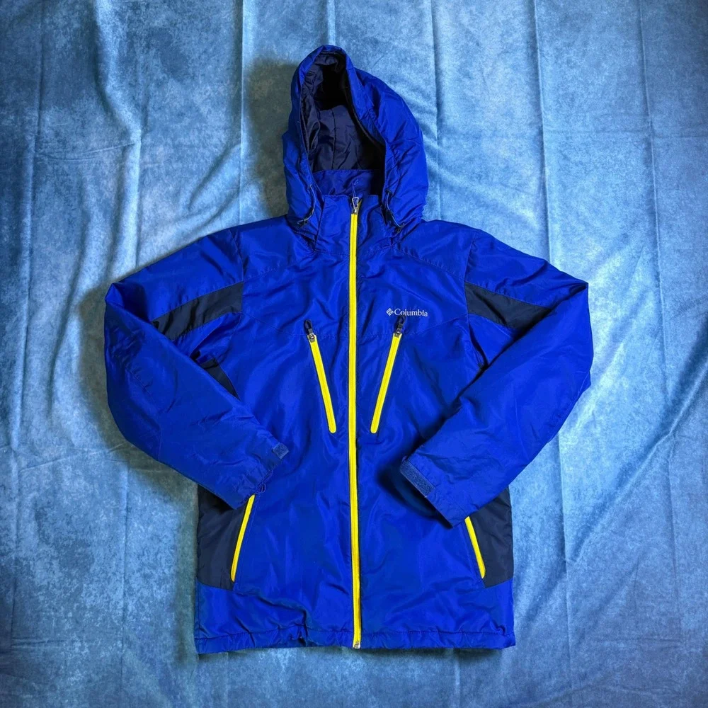 Columbia Hooded Jacket Blue Removable Hood Full Zip Hiking Men's S